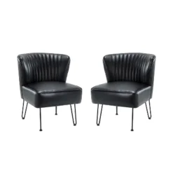 Set Of 2 Eustacio Mid-back Vegan Leather Accent Side Chair | Karat Home-TURQUOISE -Lush Living Store GUEST a662057c 52f3 48f1 a2c2 c2103f95d421