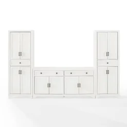 3pc Tara Entertainment Set With Closed Storage Distressed White - Crosley -Lush Living Store GUEST a69941c3 272d 4b96 bc08 15ab3d7ac8fb