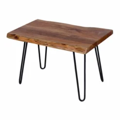 Alaterre Furniture 20" Hairpin Natural Brown Live Edge End Table Metal And Wood