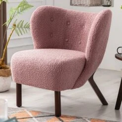 Modern Accent Chair Lambskin Wingback Tufted Side Chair With Solid Wood Legs-ModernLuxe -Lush Living Store GUEST a6f5bb0c 7da1 4b6f a8d4 04c8758d2a4d
