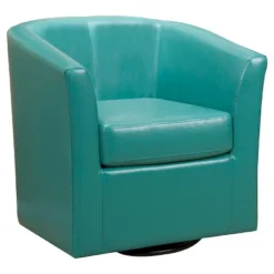 Daymian Faux Leather Swivel Club Chair - Christopher Knight Home -Lush Living Store GUEST a73572b8 a640 4661 8334 0dd86aee9dc9
