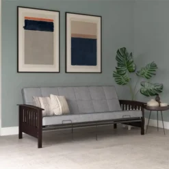 Full Brixen Wood Arm Metal Futon Frame With 6" Mattress - Room & Joy -Lush Living Store GUEST a7595a38 366b 4b22 9b5b 798acbdabdad