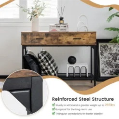 Costway Console Table Industrial Large Drawers Storage Shelf Narrow Entryway Hallway 17 Costway Console Table Industrial Large Drawers Storage Shelf Narrow Entryway Hallway -Lush Living Store GUEST a7667b41 f8ad 4bce aa09 de51d05651ab