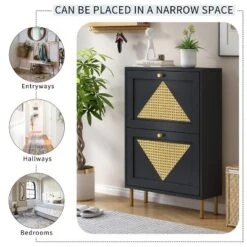 23.6" Rattan Modern Shoe Cabinet With 2 Flap Drawers - ModernLuxe -Lush Living Store GUEST a76a2009 141c 49e3 b7ea 774ac5205ec3