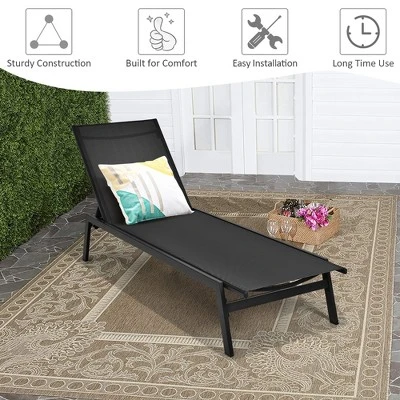 Costway 2 PCS Patio Lounge Chair Chaise Recliner Back Adjustable Garden BrownBlack 8 Costway 2 PCS Patio Lounge Chair Chaise Recliner Back Adjustable Garden BrownBlack - Image 6