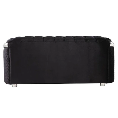 71" Pyroden Loveseat Black Velvet/Chrome Finish - Acme Furniture 6 71" Pyroden Loveseat Black Velvet/Chrome Finish - Acme Furniture - Image 4