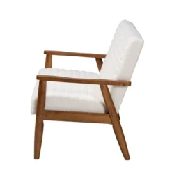 Stratton Boucle Fabric And Wood Loveseat White/Walnut Brown - Baxton Studio -Lush Living Store GUEST a8146ab7 db69 48af 9f6b a9b3af435923