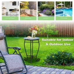 Costway Mosaic Side Table Accent Table Round Balcony Bistro End Table OrangeBlueNavy -Lush Living Store GUEST a82a54da 4188 43fc ad86 d44558630beb