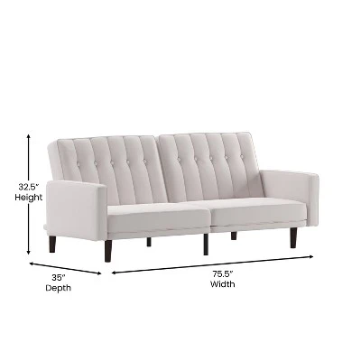 Merrick Lane Mid Century Modern Split-Back Sofa Futon With 3 Recline Positions 8 Merrick Lane Mid Century Modern Split-Back Sofa Futon With 3 Recline Positions - Image 6