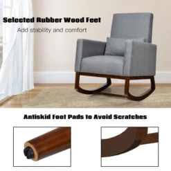 2-in-1 Fabric Upholstered Rocking Chair Nursery Armchair With Pillow Dark Grey -Lush Living Store GUEST a858c8fd ee1a 4130 a28b 3144da5fc0cc