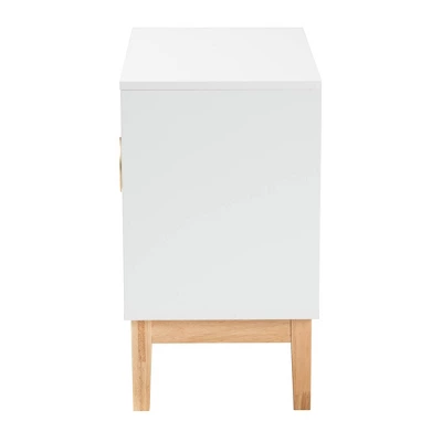 Kamana Two-Tone Wood And Metal 2 Door Storage Cabinet White/Gold/Oak Brown - Baxton Studio 6 Kamana Two-Tone Wood And Metal 2 Door Storage Cabinet White/Gold/Oak Brown - Baxton Studio - Image 4