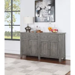 Keystone Rustic Farmhouse 4 Drawer 4 Door Storage Credenza/Sideboard Gray - Treasure Trove -Lush Living Store GUEST a8a1da55 8bcc 42a6 9070 cf905ff16077