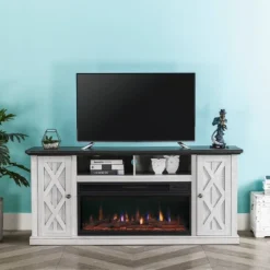 TV Stand For TVs Up To 50" Saw Cut Off White - Home Essentials