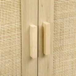 HOMCOM Accent Cabinet, Sideboard Buffet Cabinet With Rattan Doors, Adjustable Shelf And Metal Base, Boho Storage Cabinet, Natural -Lush Living Store GUEST a953ec95 0fb4 443a aaa3 c4036420056e