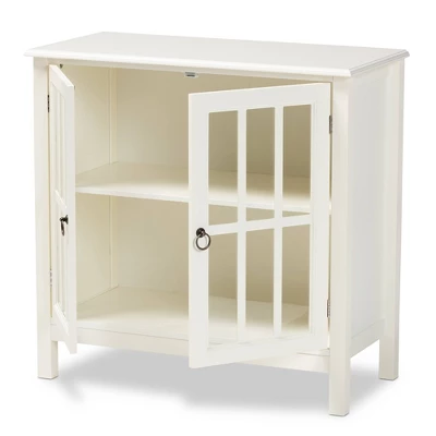 Kendall Wood And Glass Kitchen Cabinet White - Baxton Studio 3 Kendall Wood And Glass Kitchen Cabinet White - Baxton Studio