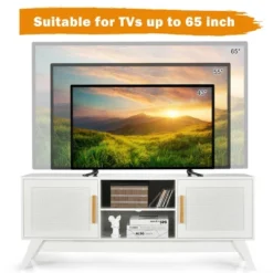 Costway TV Stand Entertainment Media Console W/ 2 Rattan Cabinets & Open Shelves -Lush Living Store GUEST a990b1b0 28ab 4cb5 880d 8975c2501e36