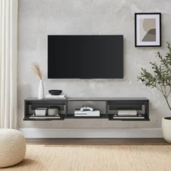 Modern Boho Floating TV Stand For TVs Up To 65" With Rattan Doors - Saracina Home 19 Modern Boho Floating TV Stand For TVs Up To 65" With Rattan Doors - Saracina Home -Lush Living Store GUEST a9acb95c 4370 4480 9e6d 4d67adf30248