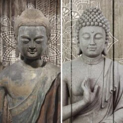 6" Double Sided Stone Buddha Canvas Room Divider Gray - Oriental Furniture -Lush Living Store GUEST a9ed899c a323 45a4 8cff 68948861065c