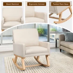 Costway Modern Upholstered Rocking Chair Rocking Armchair For Living Room Bedroom 15 Costway Modern Upholstered Rocking Chair Rocking Armchair For Living Room Bedroom -Lush Living Store GUEST aa052558 0e76 42d3 9612 7f2fbd12ca99