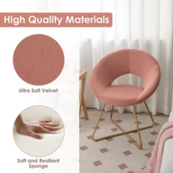 Costway Modern Velvet Accent Chair Upholstered Vanity Leisure Chair With Metal Legs -Lush Living Store GUEST aa085852 35d2 4fdf b26d 7f686906a745