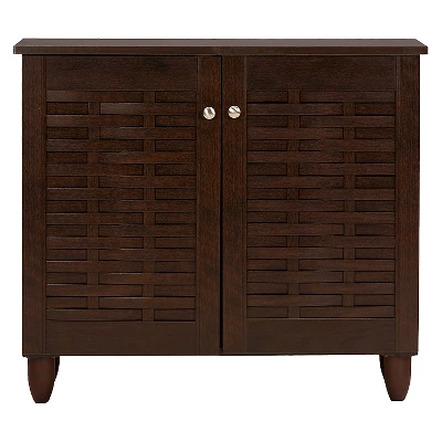Winda Modern And Contemporary 2-Door Wooden Entryway Shoes Storage Cabinet - Dark Brown - Baxton Studio 3 Winda Modern And Contemporary 2-Door Wooden Entryway Shoes Storage Cabinet - Dark Brown - Baxton Studio