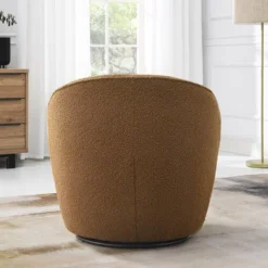 Boucle Upholstered Swivel Barrel Chair - Kinwell -Lush Living Store GUEST ab4e53ec aefb 4c57 b7e1 394a163ad161