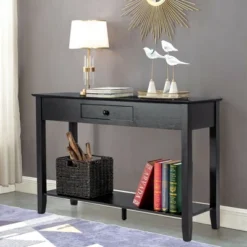 Costway Console Table With Drawer Shelf 2 Tier Sofa Side Accent Table Black -Lush Living Store GUEST ab786458 53a3 4586 bd8d 503fad269307