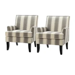 Set Of 2 Sara Upholstered Accent Arm Chair With Nail Head Trim | Karat Home-Stripe Red -Lush Living Store GUEST ac14d049 946f 4fec ae38 0069d77557f9