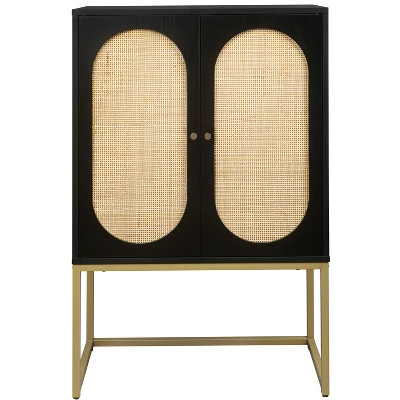 Natural Rattan 2 Door High Cabinet With Built-In Adjustable Shelves - ModernLuxe 7 Natural Rattan 2 Door High Cabinet With Built-In Adjustable Shelves - ModernLuxe - Image 5