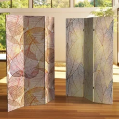 6" Double Sided Ethereal Leaves Canvas Room Divider Gold - Oriental Furniture -Lush Living Store GUEST ac9c7d27 03f5 4808 924e ddf9d44410e1