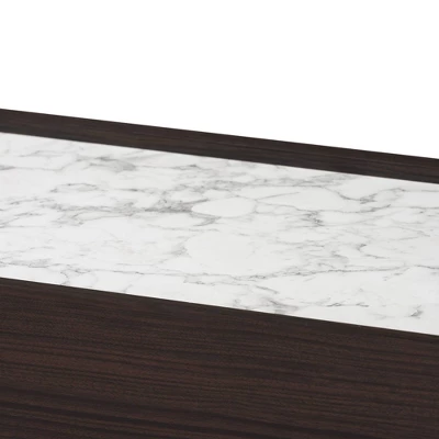 Walker Wood Faux Marble Top TV Stand For TVs Up To 60" Dark Brown/Marble/Gold - Baxton Studio 5 Walker Wood Faux Marble Top TV Stand For TVs Up To 60" Dark Brown/Marble/Gold - Baxton Studio - Image 3