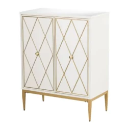 Nessnal 2 Door Accent Cabinet Cream/Gold - Aiden Lane -Lush Living Store GUEST ada17c7c 87b5 492f b8ec f582b81c5c31