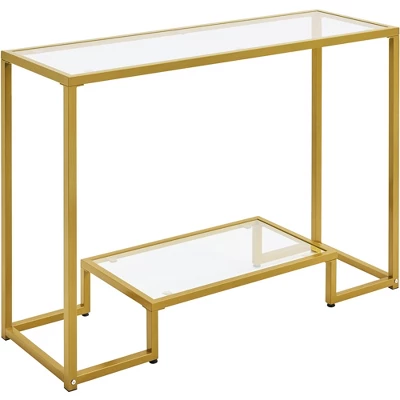 Yaheetech 2-Layer Tempered Glass Console Table Accent Glass Shelf For Hallway 11 Yaheetech 2-Layer Tempered Glass Console Table Accent Glass Shelf For Hallway - Image 9