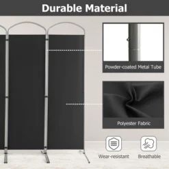 Costway 4 Panels Folding Room Divider 6 Ft Tall Fabric Privacy Screen Black/Brown/Grey/White -Lush Living Store GUEST aeed05d0 be5c 4b0b 8e6b 797e4e488060