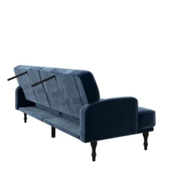 Lyla Upholstered Velvet Futon Blue - Room & Joy -Lush Living Store GUEST aef51cd8 ec66 4513 8ef3 d770dd9f6b53
