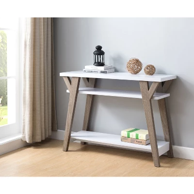 Ennis Transitional Console Table White/Distressed Taupe - HOMES: Inside + Out 3 Ennis Transitional Console Table White/Distressed Taupe - HOMES: Inside + Out