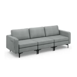 Costway Modern Modular 3-Seat Sofa Couch W/ Side Storage Pocket & Metal Leg GreenGrey -Lush Living Store GUEST af34cd90 c417 4367 9ea3 962329a5f09d
