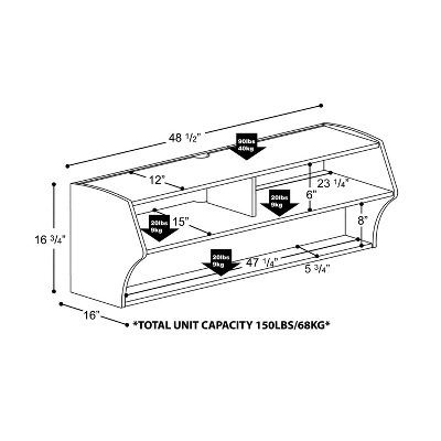 Altus Wall Mounted TV Stand For TVs Up To 50" - Prepac 8 Altus Wall Mounted TV Stand For TVs Up To 50" - Prepac - Image 6