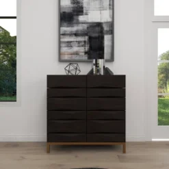 Contemporary Bold Facet Carved Wood Side Cabinet Brown - Olivia & May -Lush Living Store GUEST af4f1aff 5840 4d5f bee8 7fd9f2e34483
