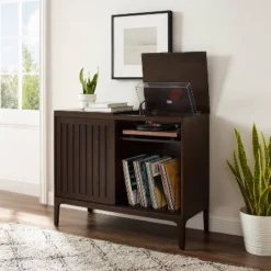 Asher Record Storage Media Console Dark Brown - Crosley -Lush Living Store GUEST af8afd28 f69a 4568 9a28 8138f1219738