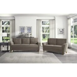 Dunleith Modern Contemporary Velvet Tufted Loveseat In Brown And Walnut - Lexicon -Lush Living Store GUEST afc09958 0380 49eb bec6 bfeabb88b763