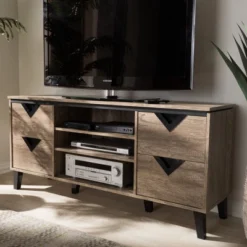 Beacon Modern And Contemporary Wood TV Stand For TVs Up To 55" Light Brown - Baxton Studio -Lush Living Store GUEST b015d300 d60e 49e1 ab36 a45ddc8ecfe8