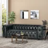 Sagewood Contemporary Faux Leather Tufted 3 Seater Sofa Midnight Black/Dark Brown - Christopher Knight Home -Lush Living Store GUEST b0651ff9 6fb8 410b b99b 24eef2173b89