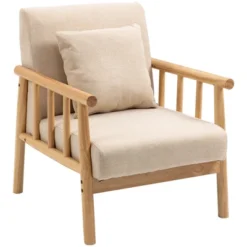 HOMCOM Accent Chair With Softness & Support, Upholstered Arm Chair For Living Room Furniture, Comfy Chair For Bedroom, Living Room Chair, Beige 9 HOMCOM Accent Chair With Softness & Support, Upholstered Arm Chair For Living Room Furniture, Comfy Chair For Bedroom, Living Room Chair, Beige -Lush Living Store GUEST b0716f29 7266 4d77 b7cb bd334a1e3778