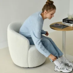 Set Of 2 Fannie 25.60'' Wide Small Size Boucle Upholstered 360° Swivel Barrel Chair-The Pop Maison -Lush Living Store GUEST b0c442c5 4bc3 4694 9a88 d94b8013babd