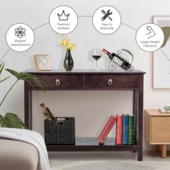 Costway Console Table Accent Sofa Side Table With Drawer Shelf Entryway Espresso -Lush Living Store GUEST b0f8b14c 9245 41c0 b109 7bff67b469e3