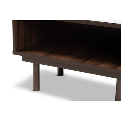 2 Door Meike Two-Tone Wood Shoe Cabinet Walnut/White - Baxton Studio 7 2 Door Meike Two-Tone Wood Shoe Cabinet Walnut/White - Baxton Studio - Image 5