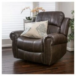 Charlie Faux Leather Leather Glider Recliner Club Chair Dark Brown - Christopher Knight Home -Lush Living Store GUEST b1506bd9 f42b 4fb7 8e93 139a24c42154
