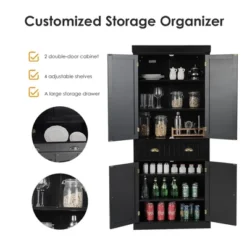 Costway Kitchen Cabinet Pantry Cupboard Freestanding W/Shelves Grey/Espresso -Lush Living Store GUEST b16b13ef a420 4833 9ace 48080b97471f