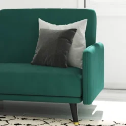 Emma And Oliver Premium Padded Upholstered Split Back Sofa Futon With Vertical Channel Tufting And Wooden Legs -Lush Living Store GUEST b17ea35e 18b7 4a5a 8ffd e03fb7932477